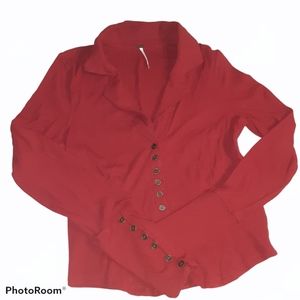 Free People waffle ribbed red shirt size L